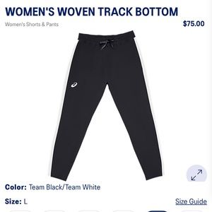 ASICS women’s brand new Woven Track Bottom Pants